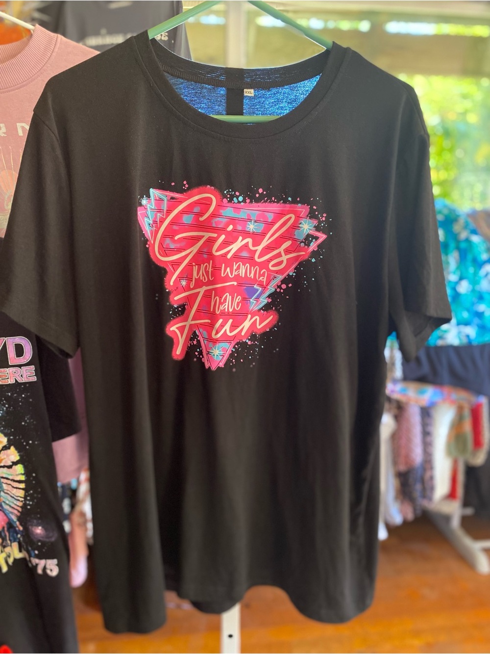 Girls Just Wanna Have Fun Graphic Tee - Black